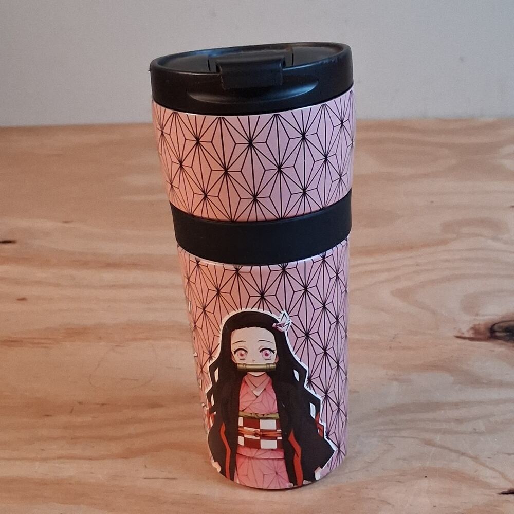 Demon Slayer Pink Tumbler With Lid Travel Mug Hot Or Cold Drink Cup Nezuko